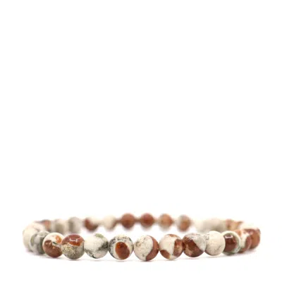Shar Oke Men's Neutrals / Brown / Yellow Garnet & Wollastonite Beaded Bracelet
