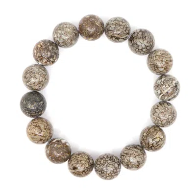 Shar Oke Men's Neutrals Dinosaur Bone Fossil Beaded Bracelet