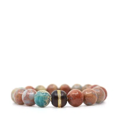 Shar Oke Men's Neutrals / Gold African Opal & Wood Bracelet In Brown