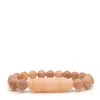 Shar Oke Men's Neutrals / Rose Gold Sunstone & Carved Agate Beaded Bracelet