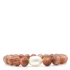 Shar Oke Men's Neutrals / White Sunstone & Freshwater Pearl Beaded Bracelet In White
