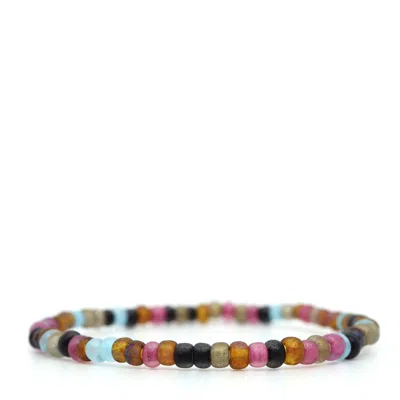 Shar Oke Men's Pink / Purple / Black Pink, Teal, Black & Topaz Czech Picasso Bracelet