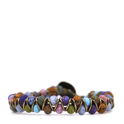 Shar Oke Men's Pink / Purple / Blue Purple, Green & Blue Picasso & Green Leather Bracelet
