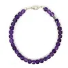 Shar Oke Men's Pink / Purple / Silver Amethyst & Sterling Silver Beaded Bracelet