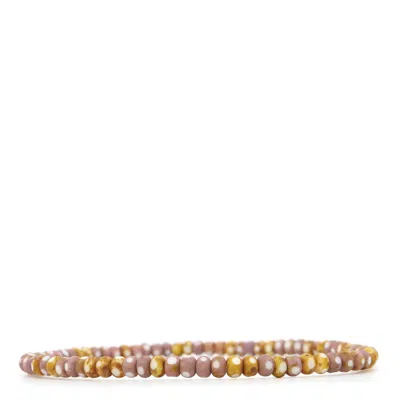 Shar Oke Men's Pink / White Pink, White & Yellow Three Cut Czech Picasso Beaded Bracelet In Multi