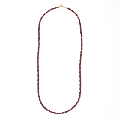 Shar Oke Men's Red / Gold Dainty Red Garnet Beaded Necklace