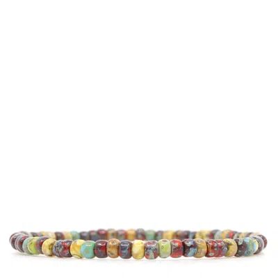 Shar Oke Men's Red / Green / Yellow Yellow, Red & Turquoise Czech Picasso Beaded Bracelet In Multi