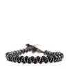 Shar Oke Men's Silver / Black Black Matte Czech & Black Leather Beaded Bracelet