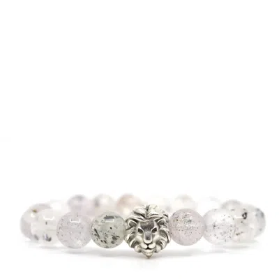 Shar Oke Men's White / Black Quartz With Mica & Lion Bracelet In Multi