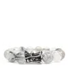 Shar Oke Men's White / Silver / Black Black Rutilated Quartz & Dragon Beaded Bracelet
