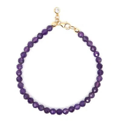 Shar Oke Women's Amethyst Purple Beaded Bracelet