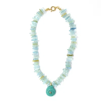 Shar Oke Women's Blue / Gold / Green Aquamarine & Apatite Necklace In Multi