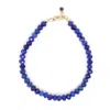 Shar Oke Women's Blue / Gold Lapis Lazuli & Blue Cubic Zirconia Beaded Bracelet