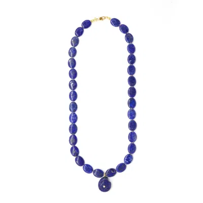 Shar Oke Women's Blue / Gold Lapis Lazuli Conch Shell Necklace In Blue/gold