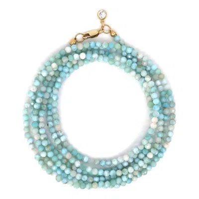Shar Oke Women's Blue / Gold Larimar Wrap Bracelet