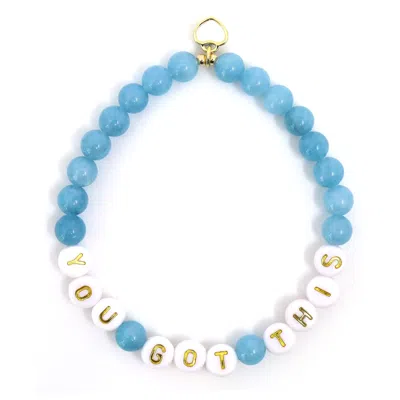 Shar Oke Women's Blue / Gold / White You Got This Word Bracelet