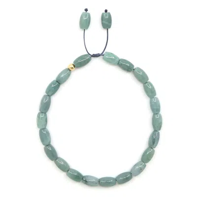Shar Oke Women's Blue / Green / Gold Barrel Jade & Solid Gold Bracelet In Blue/green/gold