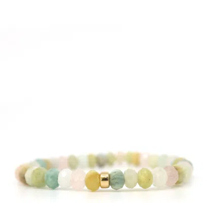 Shar Oke Women's Blue / Green / Pink Natural Morganite & Gold Filled Beaded Bracelet In Multi