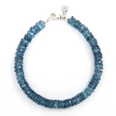 Shar Oke Women's Blue / Silver Blue London Topaz Beaded Bracelet