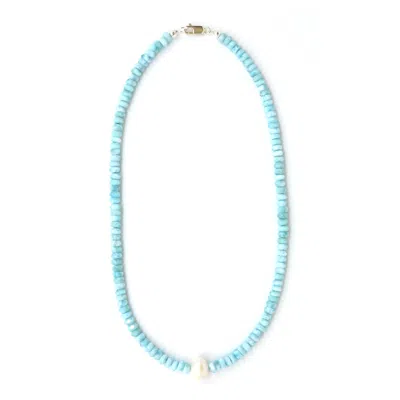 Shar Oke Women's Blue / Silver / White Freshwater Pearl & Larimar Necklace In Blue/silver/white
