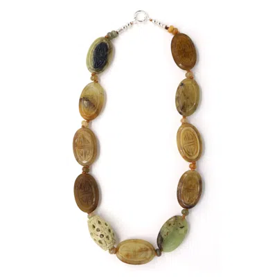 Shar Oke Women's Brown / Silver Serpentine Necklace
