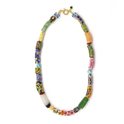 Shar Oke Women's Gold African Recycled Glass Necklace