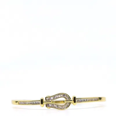 Shar Oke Women's Gold & Cubic Zirconia Baguette Bangle