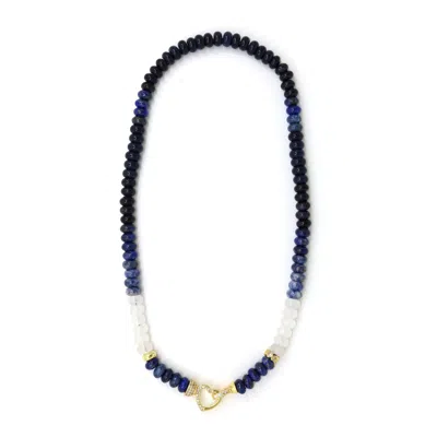 Shar Oke Women's Gold / Blue Lapis Lazuli, Blue Sodalite, Sandstone & Jade Necklace