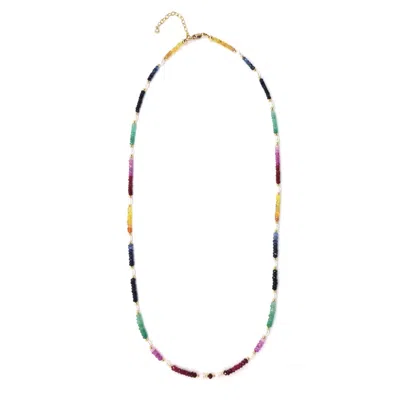 Shar Oke Women's Gold Mixed Sapphire & Freshwater Pearls Necklace In Metallic