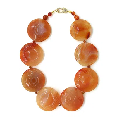 Shar Oke Women's Gold / Orange Carnelian & Hessonite Garnet Statement Necklace In Multi