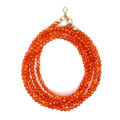 Shar Oke Women's Gold / Orange Orange Cubic Zirconia Wrap Bracelet In Multi