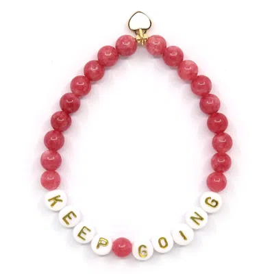 Shar Oke Women's Gold / Pink / Purple Keep Going Word Bracelet