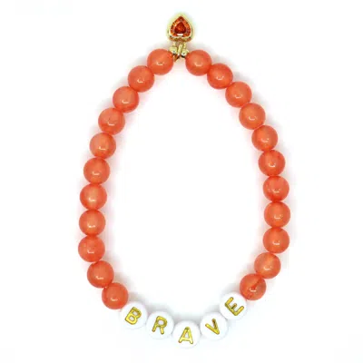 Shar Oke Women's Gold / Yellow / Orange Brave Word Charm Bracelet