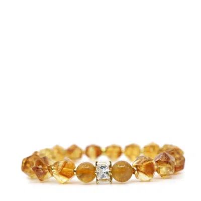 Shar Oke Women's Gold / Yellow / Orange Citrine & Cubic Zirconia Bracelet