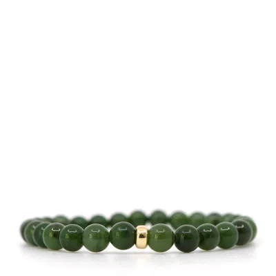Shar Oke Women's Green / Gold Canadian Jade & 14k Solid Gold Bracelet