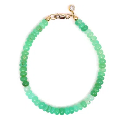 Shar Oke Women's Green / Gold Green Chrysoprase Beaded Bracelet