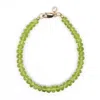 Shar Oke Women's Green / Gold Peridot & Cubic Zirconia Charm Beaded Bracelet