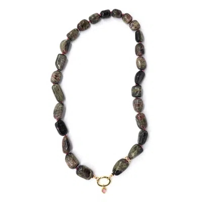 Shar Oke Women's Green / Pink / Gold Green Tourmaline & Rubellite Necklace In Multi