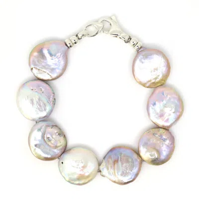Shar Oke Women's Grey / Silver Grey Baroque Freshwater Pearls Bracelet