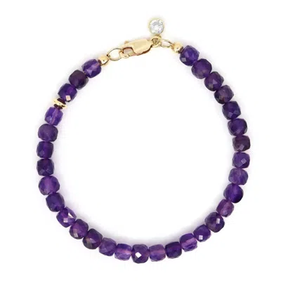 Shar Oke Women's Pink / Purple / Gold Amethyst & 14k Gold Filled Bracelet