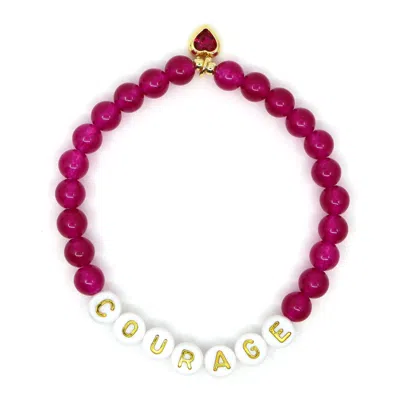 Shar Oke Women's Pink / Purple / Gold Courage Word Charm Bracelet