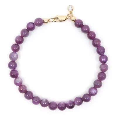 Shar Oke Women's Pink / Purple Ruby & Mica Beaded Bracelet