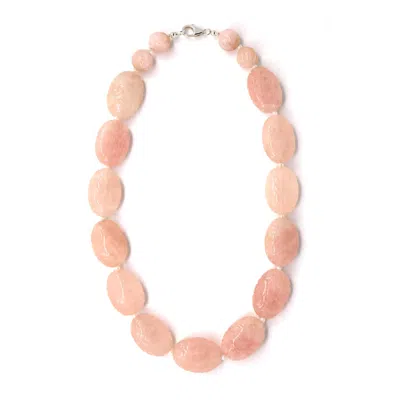 Shar Oke Women's Pink / Silver Carved Rose Quartz Necklace In Multi