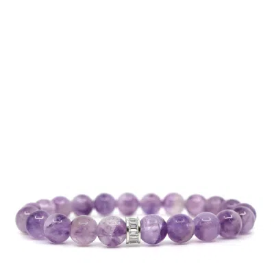 Shar Oke Women's Purple / Silver Purple Quartz & Sterling Silver Bracelet