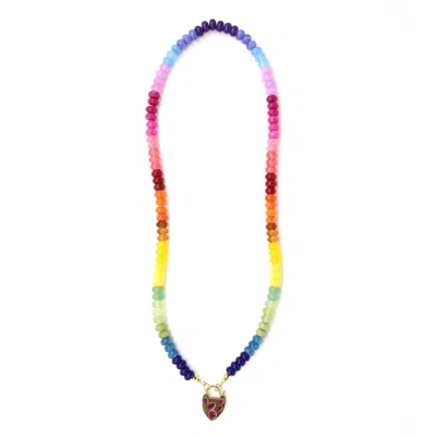 Shar Oke Women's Rainbow Gemstones Jade Beaded Necklace