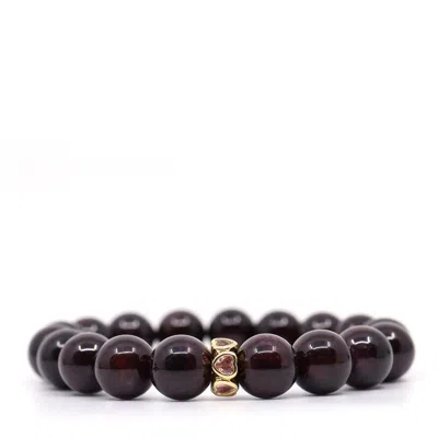 Shar Oke Women's Red / Gold Red Garnet & Pink Cubic Zirconia Bracelet In Multi