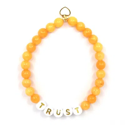 Shar Oke Women's White / Gold / Yellow Trust Word Bracelet