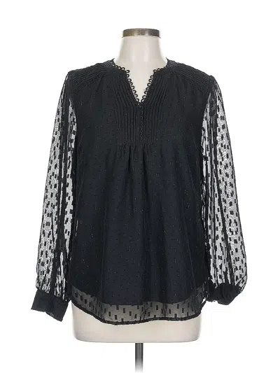 Pre-owned Sharagano 3/4 Sleeve Blouse In Black