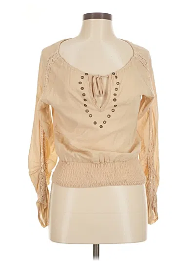Pre-owned Sharagano 3/4 Sleeve Blouse In Tan