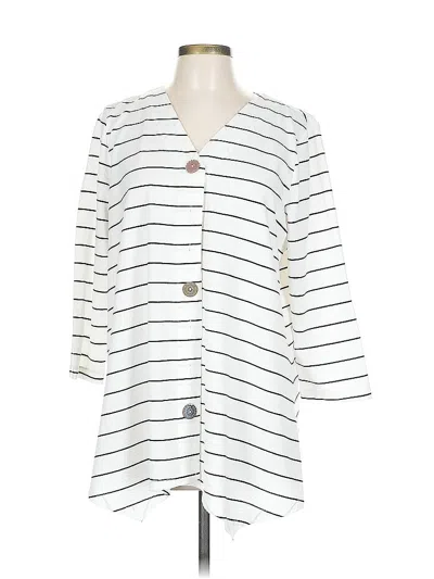 Pre-owned Sharagano 3/4 Sleeve Blouse In White